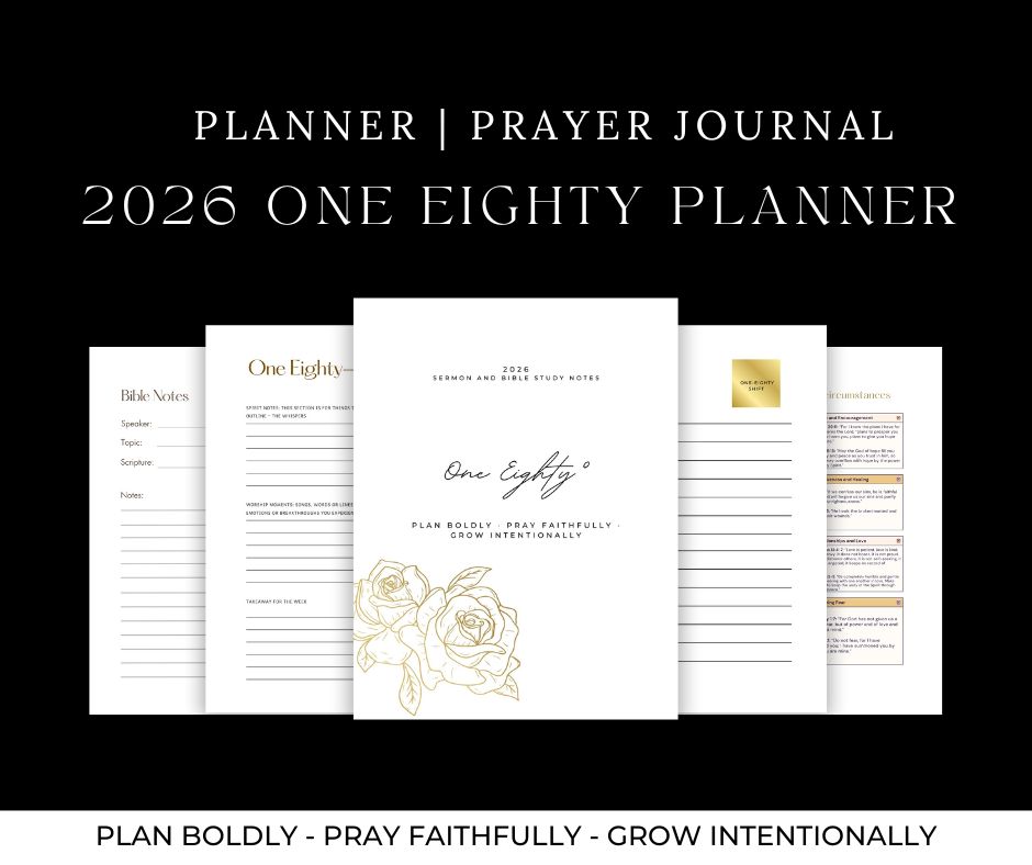 180 Sermon and Bible Study Notes Journal interior pages showing Bible notes, sermon notes, and study layouts