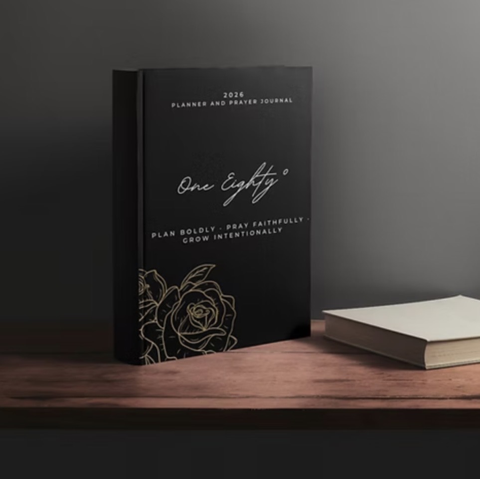 180 Daily Planner 2026 cover with gold rose illustration